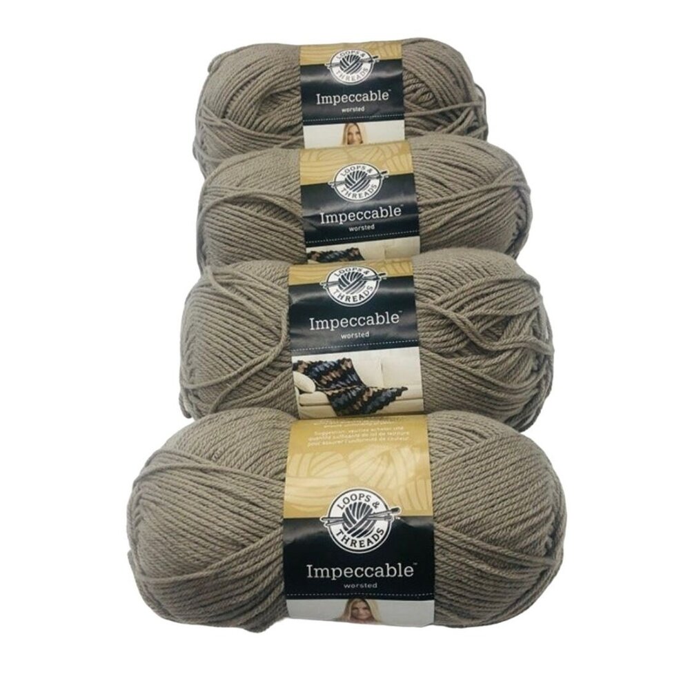 Loops & Threads Impeccable Acrylic Yarn Skeins Worsted Solid Clay New Lot of 4